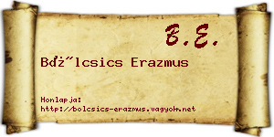 Bölcsics Erazmus névjegykártya